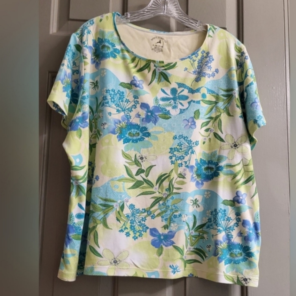 White Stag multicolor short sleeve blouse XL